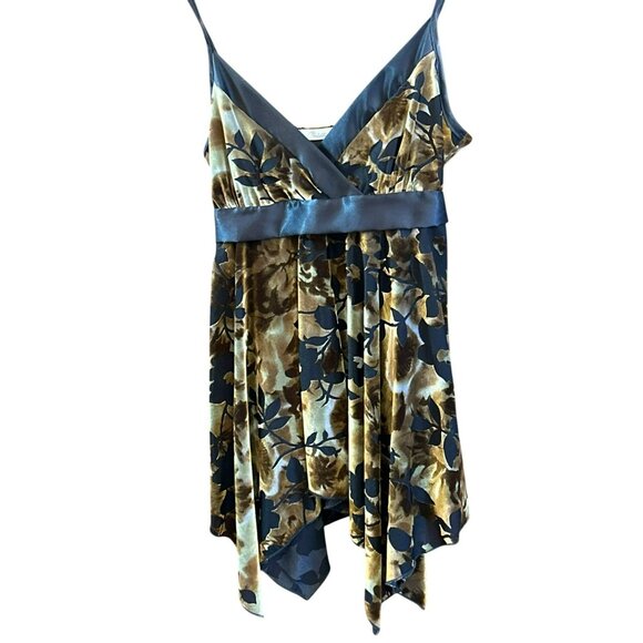 Y2K Charlotte Russe Burnout Velvet Boho  Handkerchief Hem Blouse Woodland Fairy - Picture 2 of 8